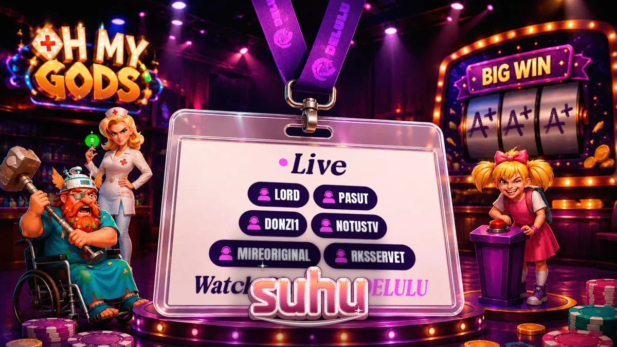 Tampilan antarmuka permainan slot interaktif yang sedang dimainkan oleh seorang streamer