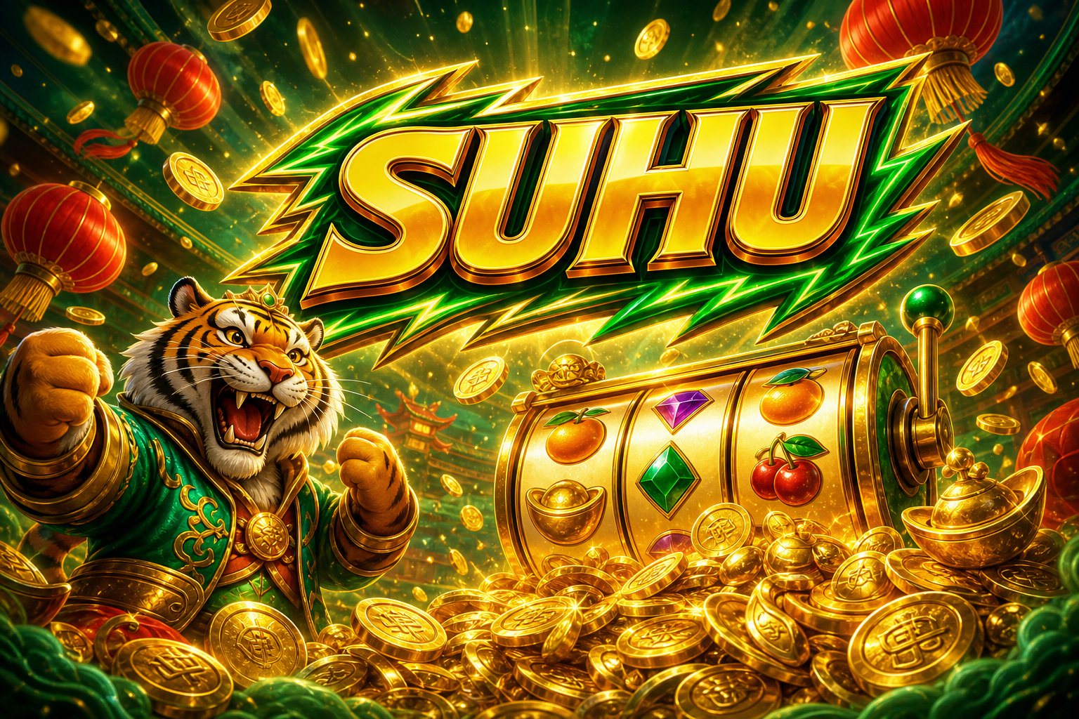 Ilustrasi permata berkilau sebagai sampul ulasan Fortune Gems 2 di SUHU